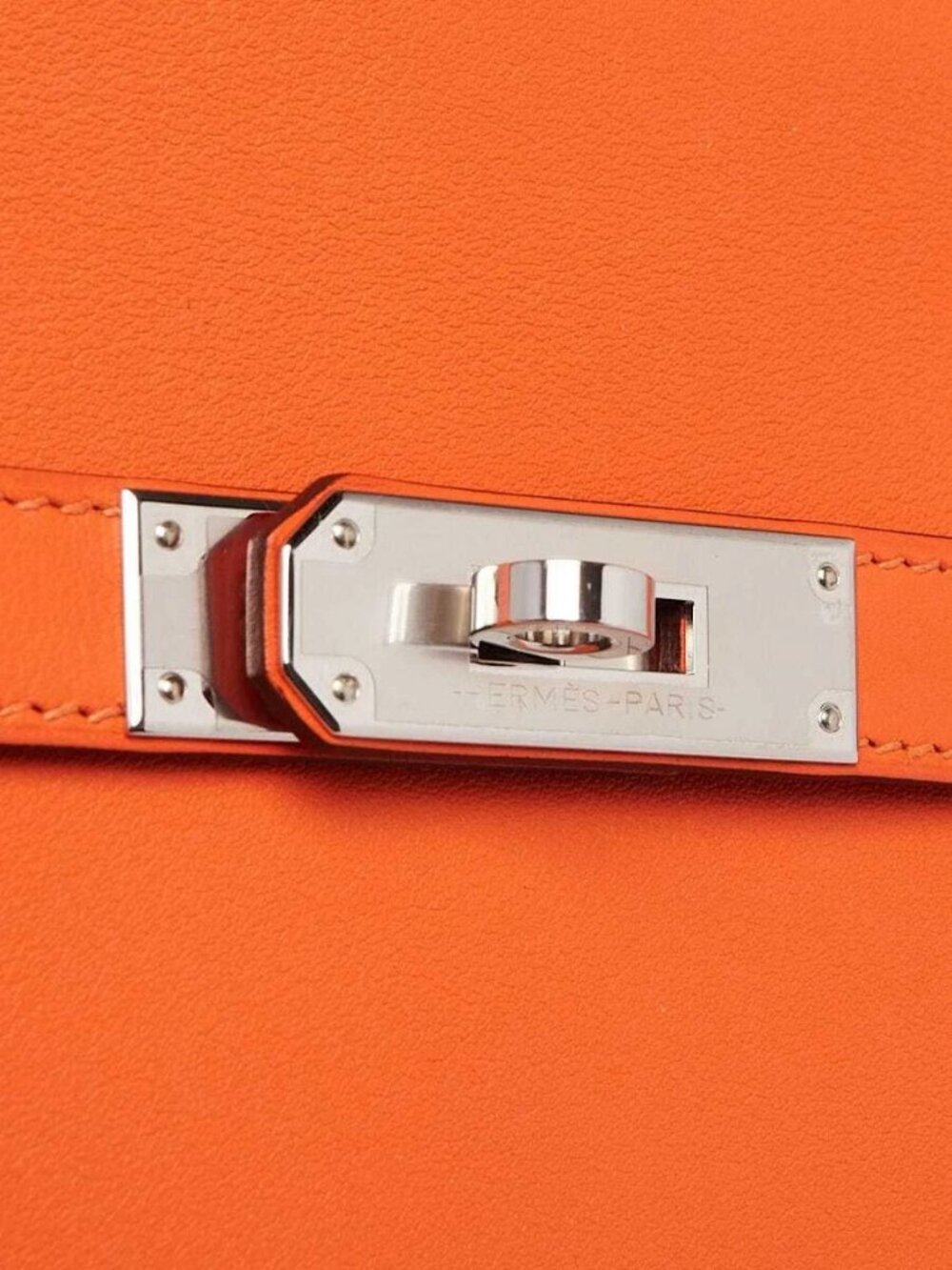 Hermes Orange Feu Swift Leather Palladium Plated Mini Jypsiere Bag - Picture 5 of 9